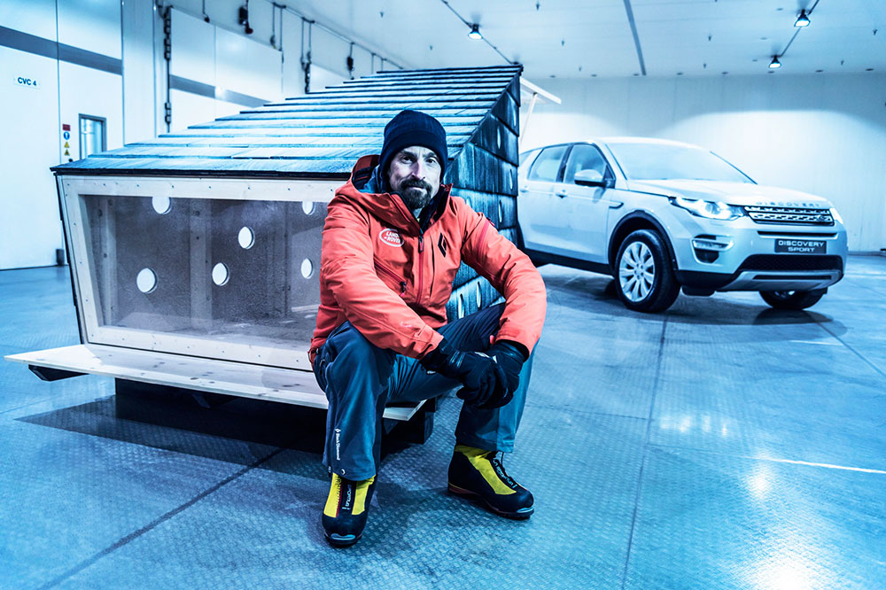 Kenton Cool tests the cabin in Land Rover's cool chamber
