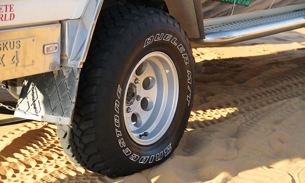 To deal with sand effectively, you often need to lower tyre pressure to